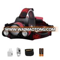 USB Recharge Headlight Focus Red LED Headlamp