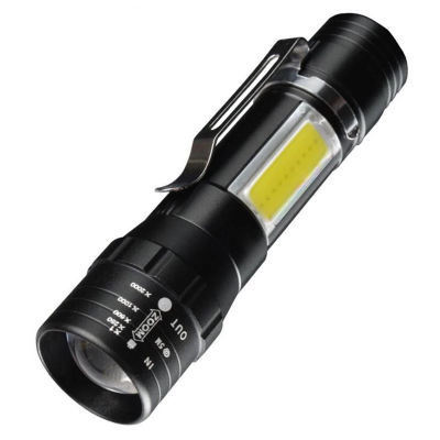 Super bright rechargeable flashlight COB side light Zoomable mini led flashlight with pen clip