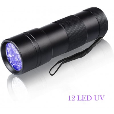 Ultra Violet Black Light 12 LED Mini UV Flashlight Pet Urine Stains Detector Scorpion